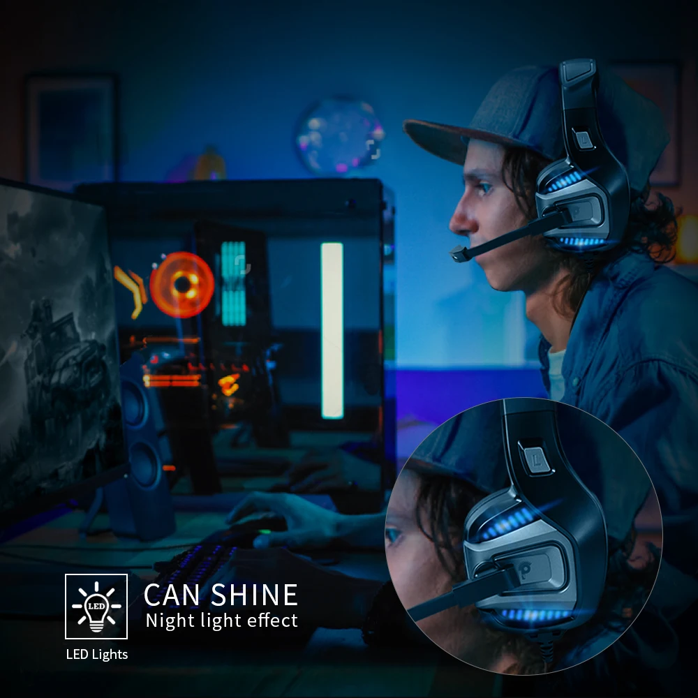 deep bass stereo led light gaming headphones for ps4 ps5 fifa 21 xbox laptop pc gamer headsets noise reducetion wired earphone free global shipping