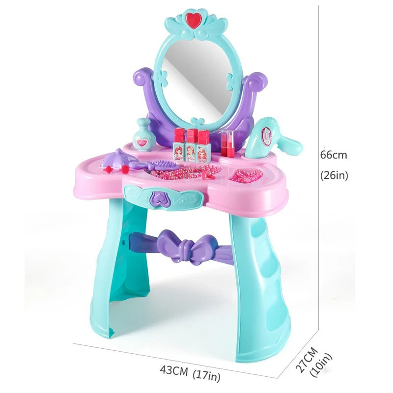 

Babyinner Children Model Cosmetics 43*24*66cm Princess Toy Makeup Girl Play House Birthday Gift ABS Material Dressing Table Set