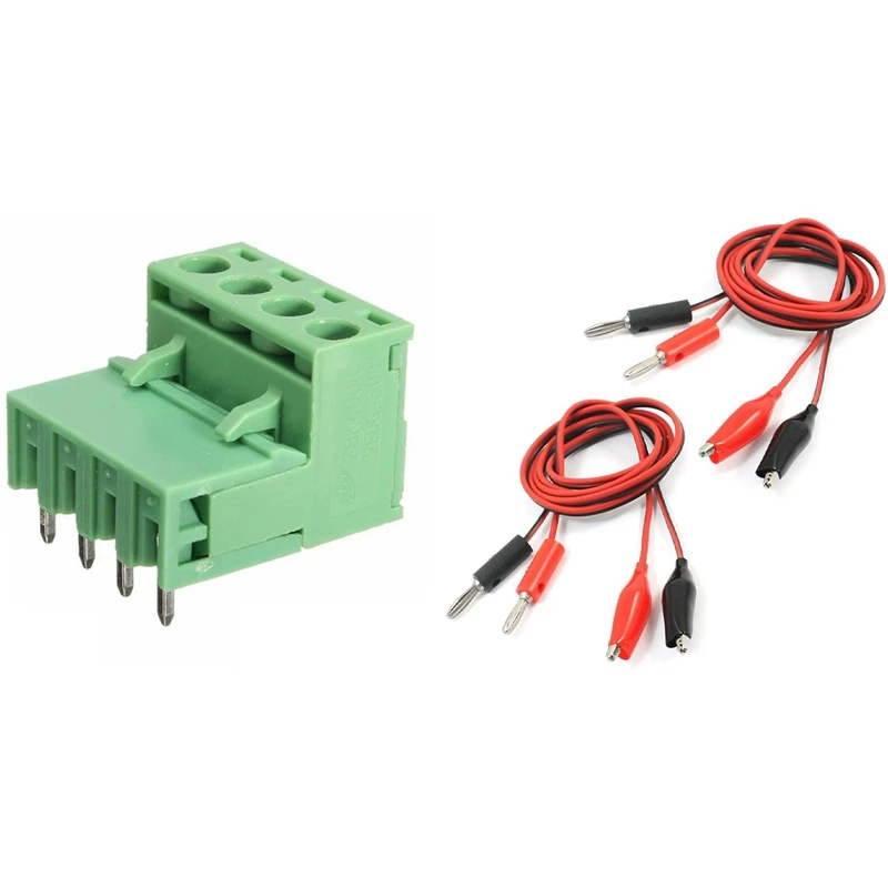 

2 Pcs Alligator Clip To Banana Plug Multimeter Test Lead & 10 Pcs 2EDG 4Pin 5.08Mm Pitch Screw Terminal Block Connector