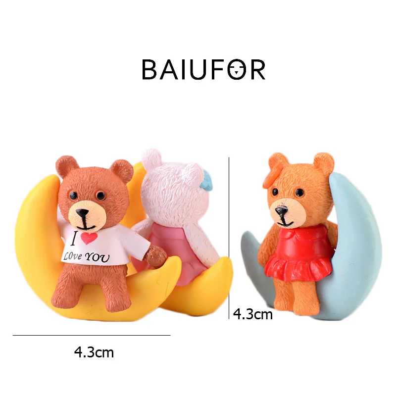 BAIUFOR Miniatures мультфильм медведь на Луне пара сказочный садовый гном микро пейзаж