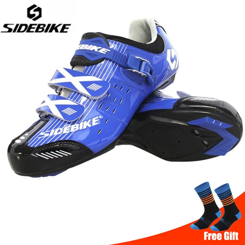 add socks SIDEBIKE/Мужская обувь для велоспорта; комплект с педалью; sapatilha ciclismo; обувь для гоночного велосипеда; самоблокирующиеся велосипедные кроссовки; спортивная профессиональная обувь - Цвет: add socks