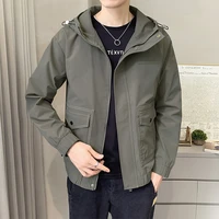 mens casual jacket new autumn youth trendy loose all matching and handsome jacket hooded work clothes top coat men