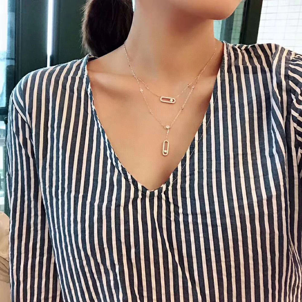 Женское ожерелье из серебра 100% пробы с двухуровневой подвеской | Украшения и