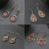 ywzixln oil ethnic boho style colorful crystal geometric earrings for women party fashion accessories wholesale e0195