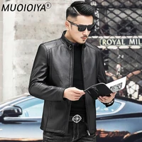 muoioyia winter autumn genuine cowhide leather jacket mens genuine leather coat casual slim leather jackets jaqueta masculina