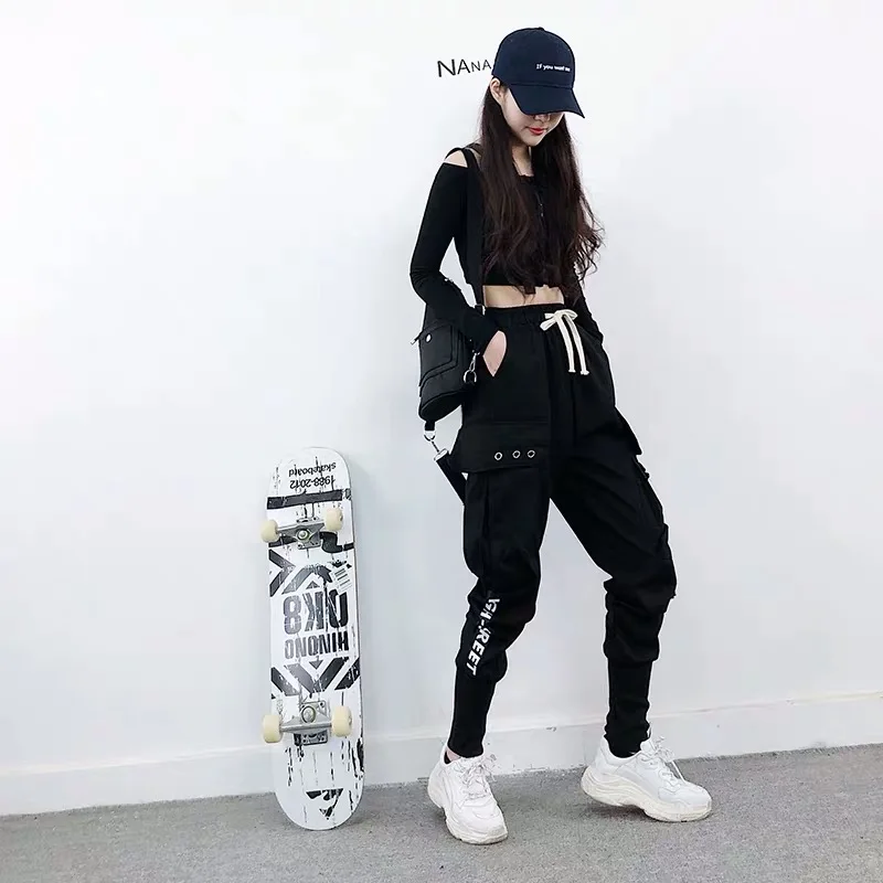 Брюки-карго женские с большими карманами брюки-багги завышенной талией