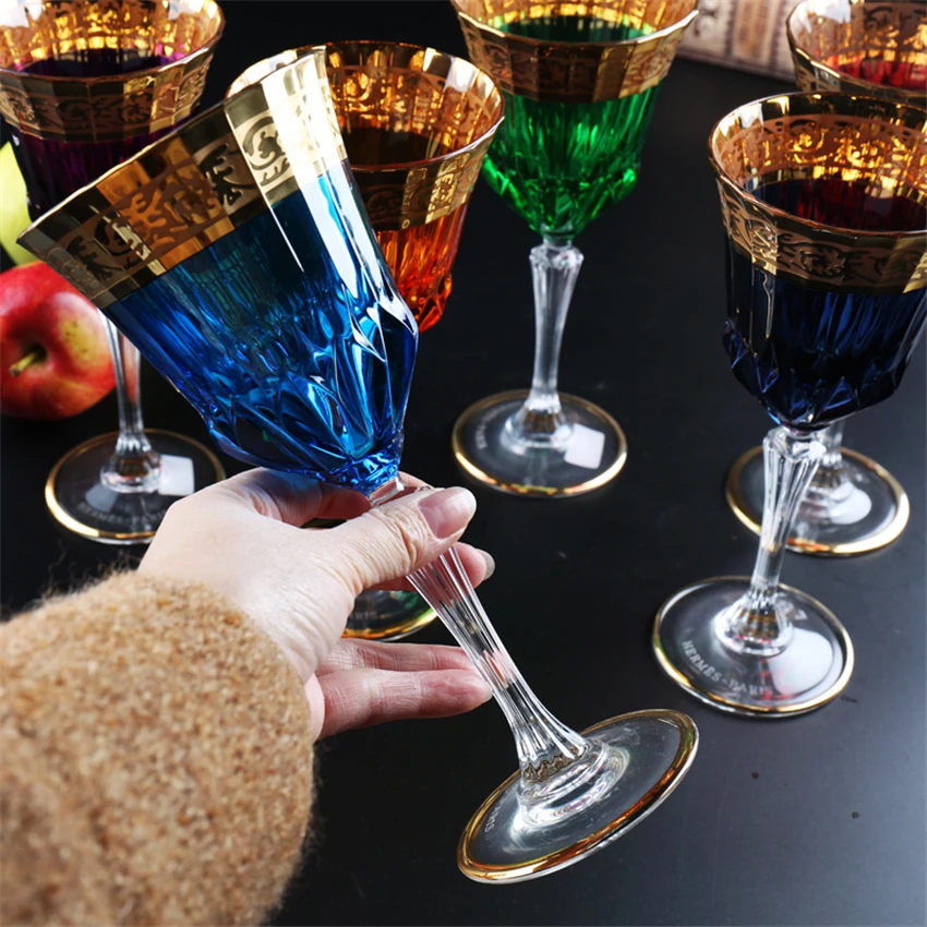 Luxury Crystal Goblet 24K Gold Wine Glass cup Champagne cup flute Glass Crystal cups Creative Home Bar Hotel party Drinking ware