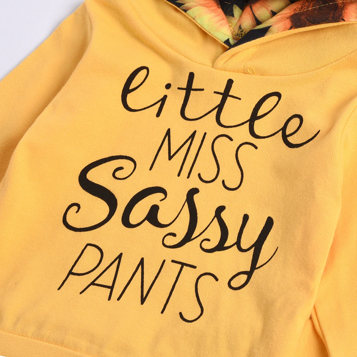 

Spring Autumn 2 Pcs Newborn Infant Outfits Long Sleeve Letter Print Hooded Top + Sunflower Drawstring Trousers 0-24M