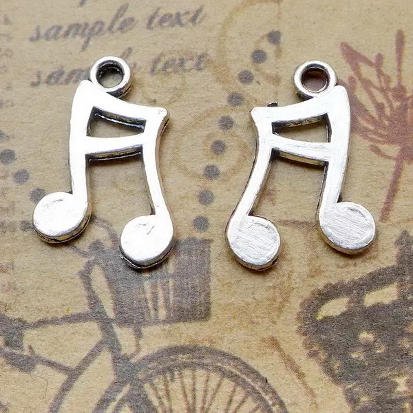 

Charm for making jewelry 20pcs 17x12mm antique silver color Note charms