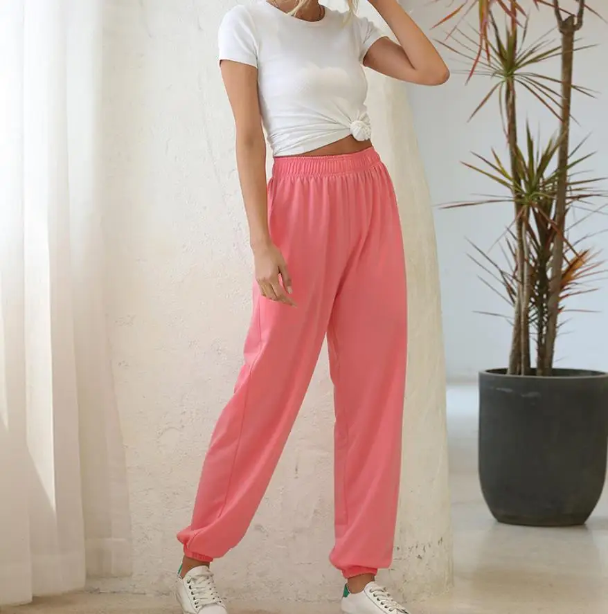 

Women High Waist Hip Hop Dance Tapered Cargo Jogger Pants Trousers Harem Baggy Jogging Sweatpants Solid Casual Thin Pants