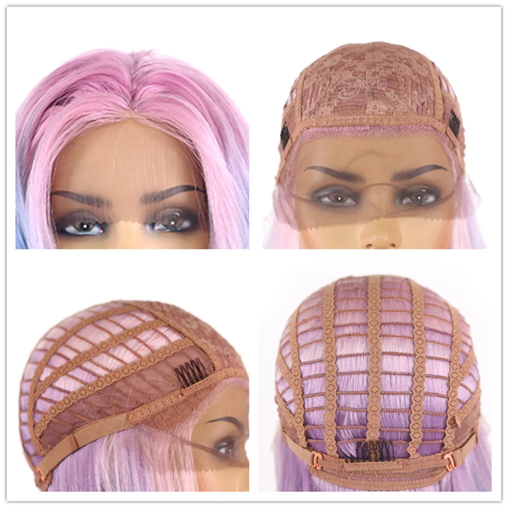 

Lace Front Wig Synthetic Long Wave Rainbow Wig Lolita For Women Side Part Colored Wigs Heat Resistant Hair Party Cosplay IPARTY