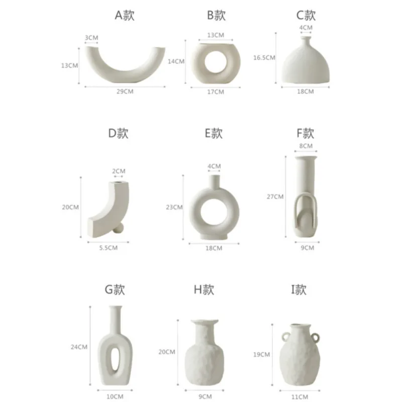 

Nordic Minimalist Ceramic Desktop Vase Ornaments Dried Flower Arrangement Creative Art Living Room Vases Decoration