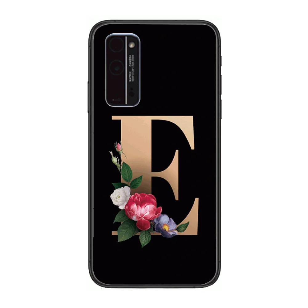 

Stylish English alphabet style Phone Case Hull For Huawei Honor 8 9 10 20 30 A S Lite Pro 5g i Black Back Soft Cell Cover Pr