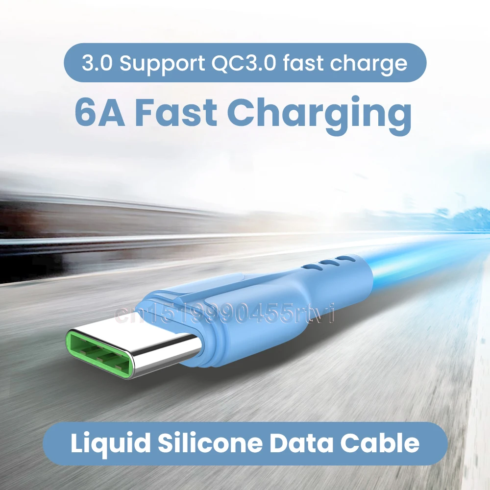 6A Liquid Silicone USB Type C Cable For Huawei Mate 40 Pro Fast Charging Charger Data Cord Xiaomi Samsung 1/2M | Мобильные телефоны