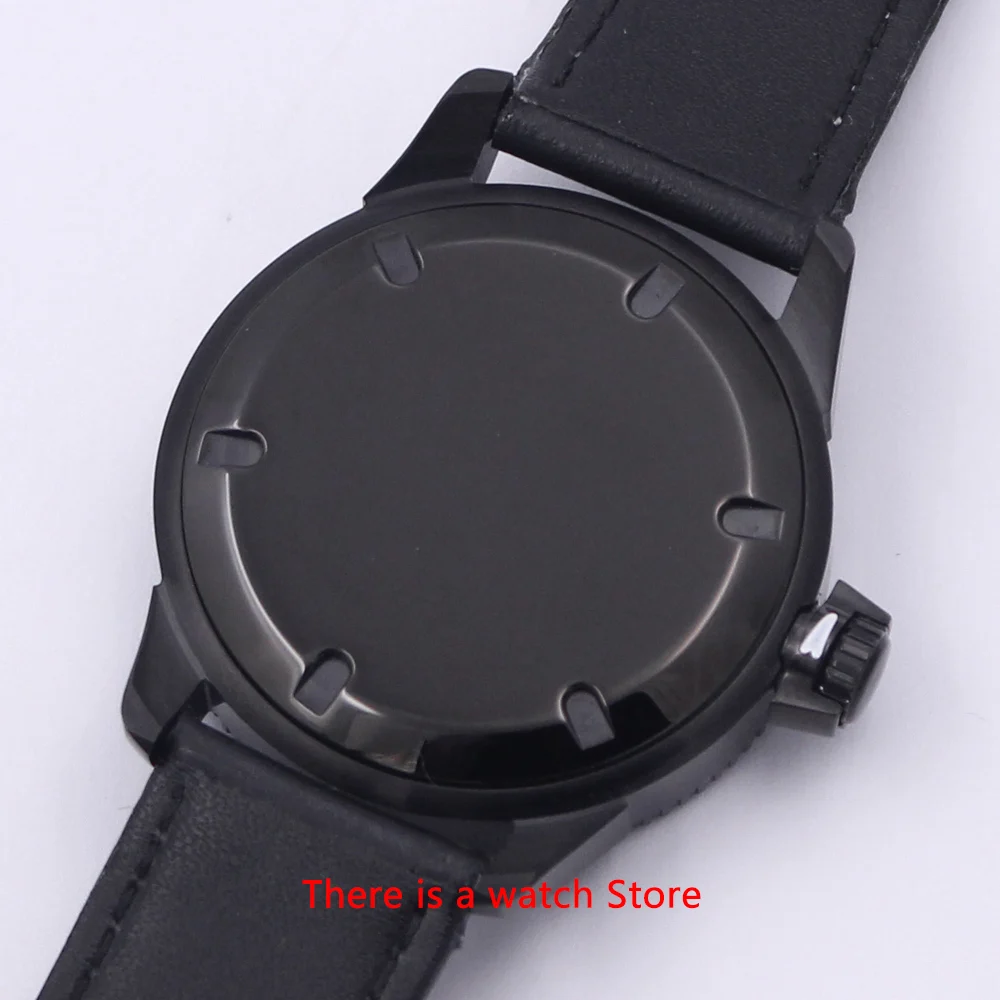 

Bliger 43mm Automatic Mens Watch Luxury Brand Luminous Waterproof PVD Case Leather Strap Calendar Men Mechanical Wristwatches