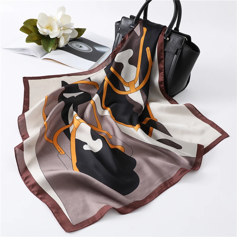 Женский Летний Шелковый шарф на шею повязка голову роскошный дизайн квадратные