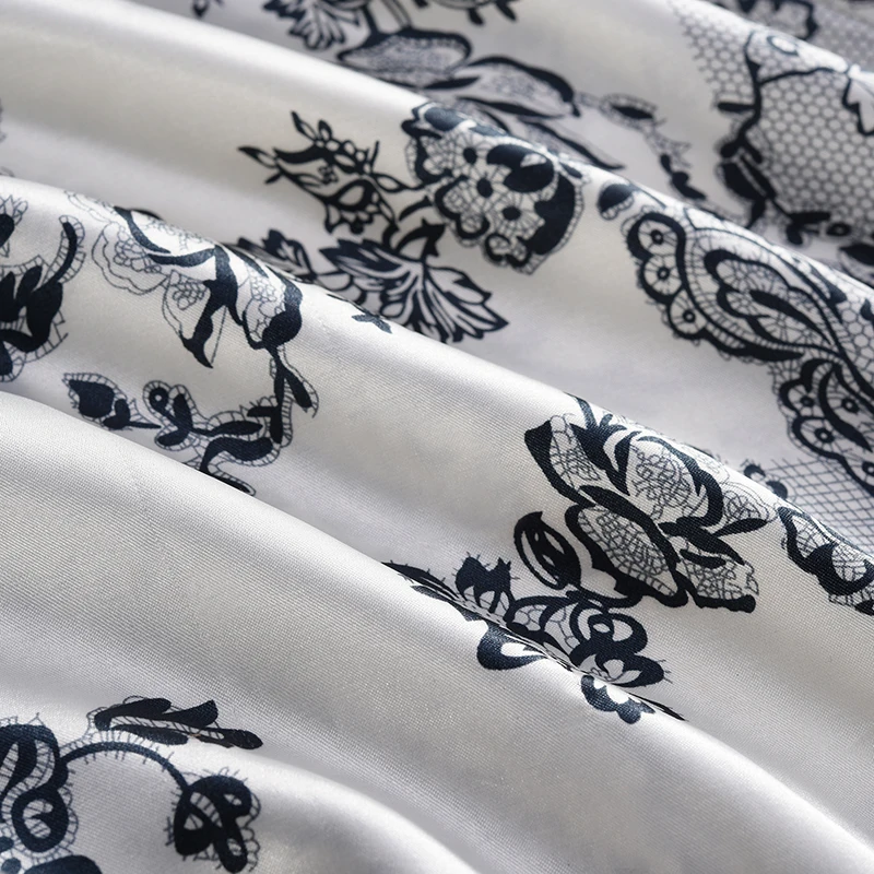 

Satin Silk Lace Nightgown Women Spaghetti Strap Night Dress Pijama Slits Printed Sleeping Dresses