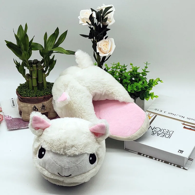 Cute Animal White Cat Indoor Warm Custom Fur Slippers Custom Slippers Home House Slipper Children Men Women Winter