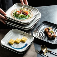 creative japanese barbecue plate western food plate simple restaurant ceramic plate square plate hot pot plate dish plate