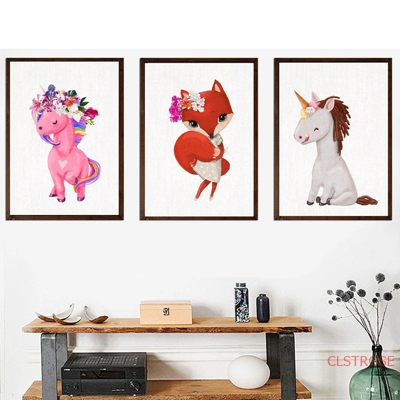 

Nordic Cartoon Story Canvas Painting Art Posters And Prints Cute Animals Wall Pictures For Nursery Home Decoration No Frame