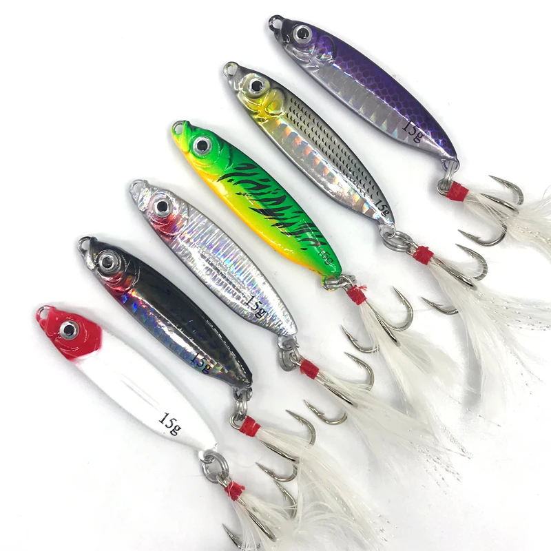 Одержимость рыболовная приманка Металическая дергающаяся с крючками 15g 18g 5 шт.