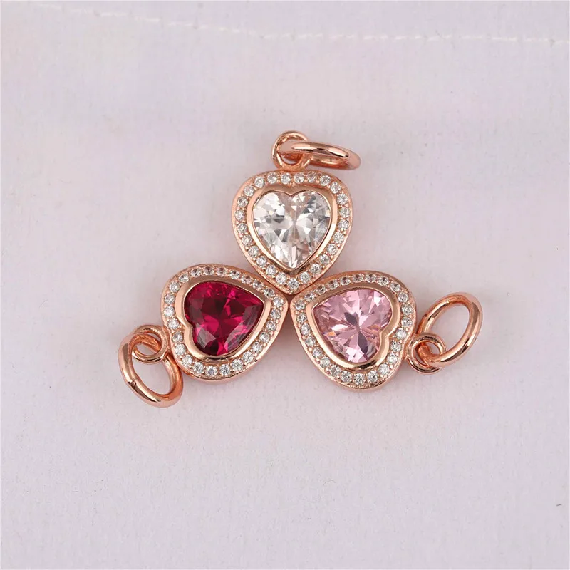Подвеска из стерлингового серебра 925 пробы cz подвеска в виде сердца розового