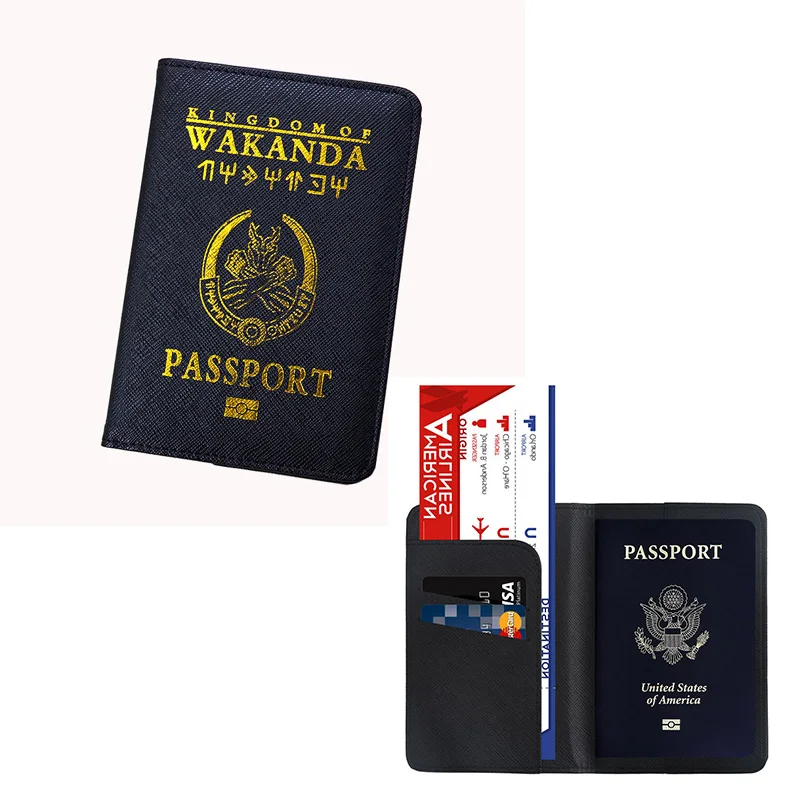Wakanda Держатель для паспорта Rfid Блокировка из искусственной кожи Asgard чехол для паспорта дорожный кошелек черные чехлы для паспорта - Цвет: wakanda C
