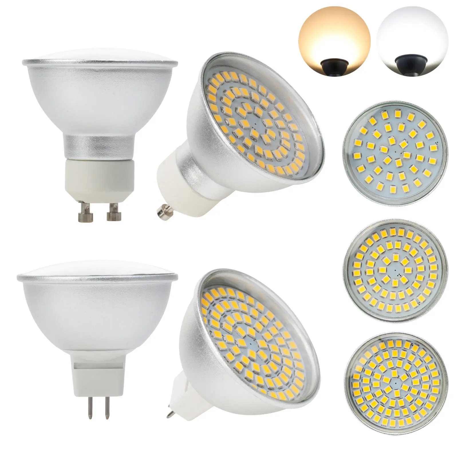 Светодиодный точечный светильник лампы MR16 GU10 4W 6W 8W 3528 SMD Стекло крышка супер яркий