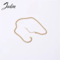 joolim high quality pvd gold finish simple chain stainless steel necklace tarnish free gold jewelry