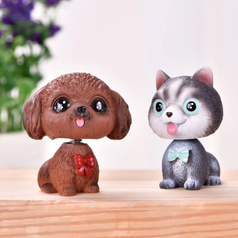 Миниатюрные животные собака французский бульдог Вибрирующая голова Статуэтка