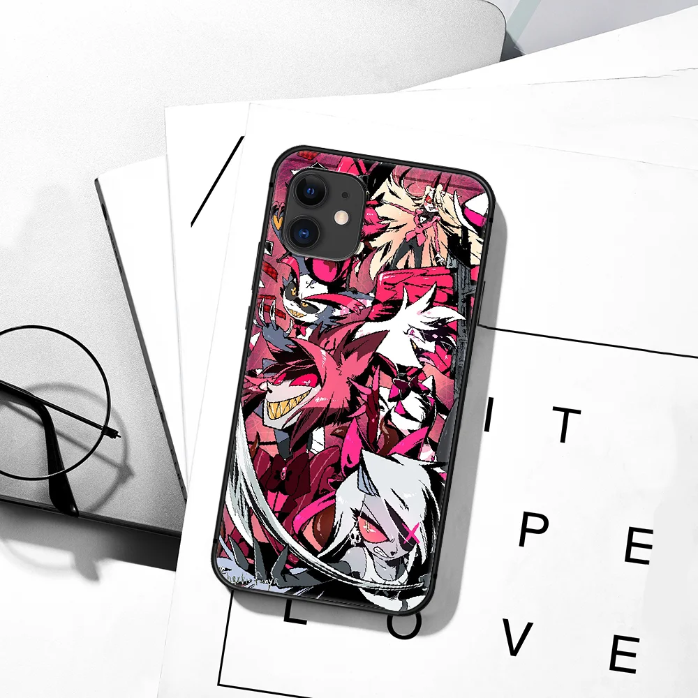 

H-Hazbine Hotels Alastor Anime Phone Case For iPhone 5 5S SE 2020 6 6S 7 8 Plus 11 12 Mini X XS XR Pro Max black Etui Silicone