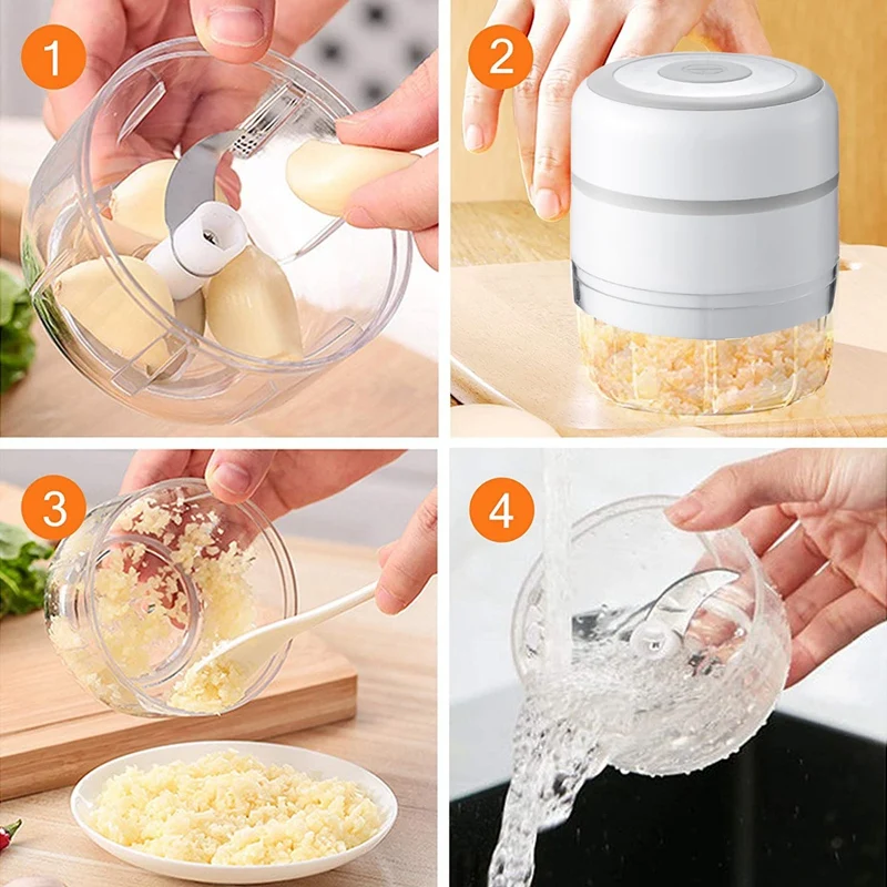 

Electric Mini Garlic Chopper Portable Food Chopper,Wireles Small Blender for Pepper Chili Vegetable Nut Meat 100ML