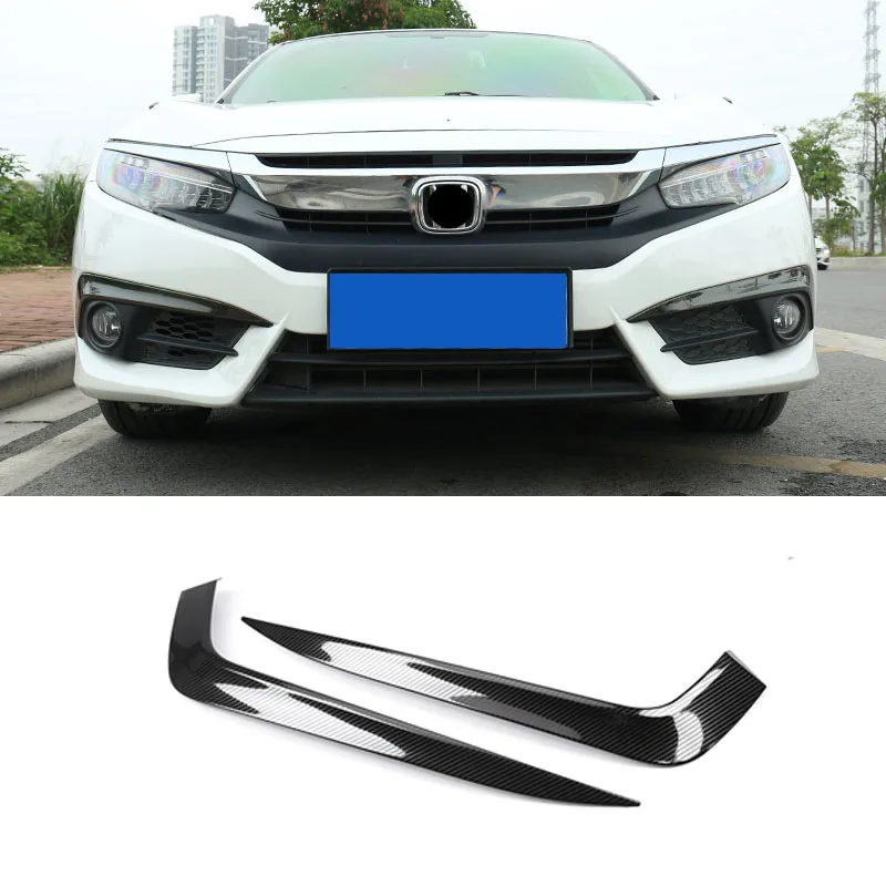 

Стайлинг автомобиля для Honda 10th Gen Civic Sedan 2016-2019 нержавеющая сталь углеродное волокно узор передний бампер противотумансветильник Накладка для бровей