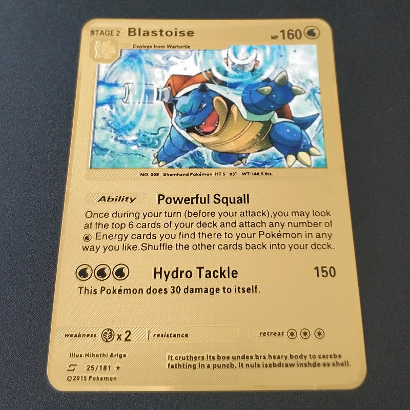 6 стилей листов Покемон металлические карты Blastoise серии Золотая коллекция карт подарок детская игровая коллекция карт