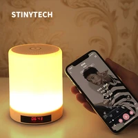 stinytech bluetooth speaker colorful night light wireless touch control color led bedside table lamp with clock timing function