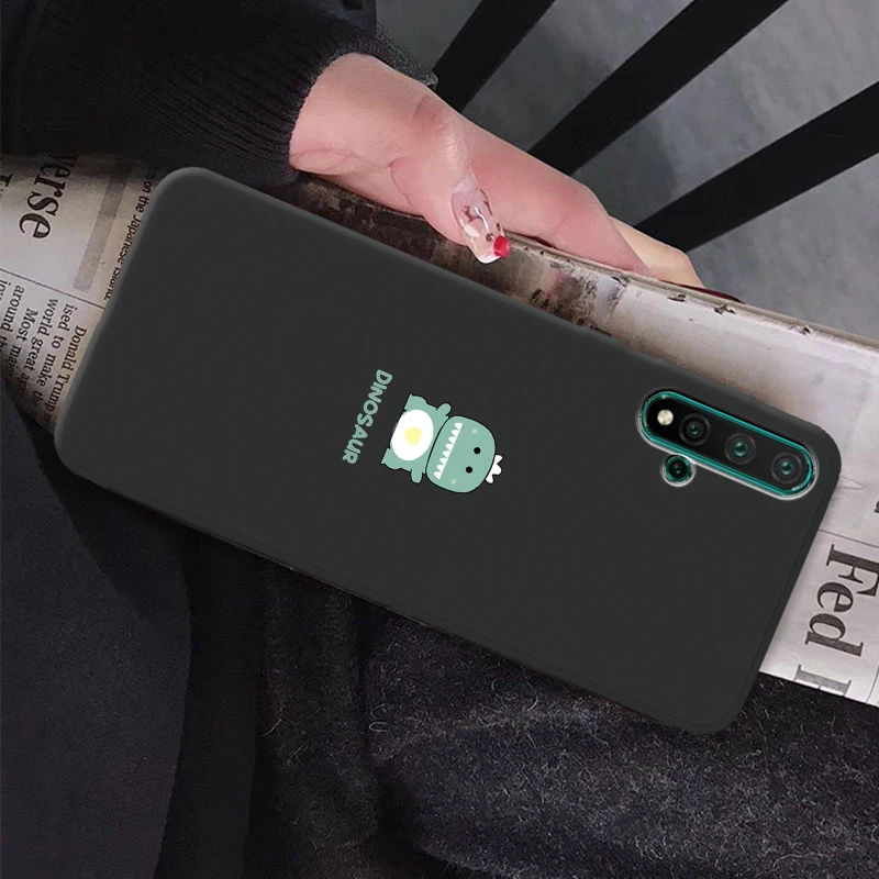 Милый мультяшный простой чехол для Huawei Nova 5 Pro Черный силиконовый с медведем
