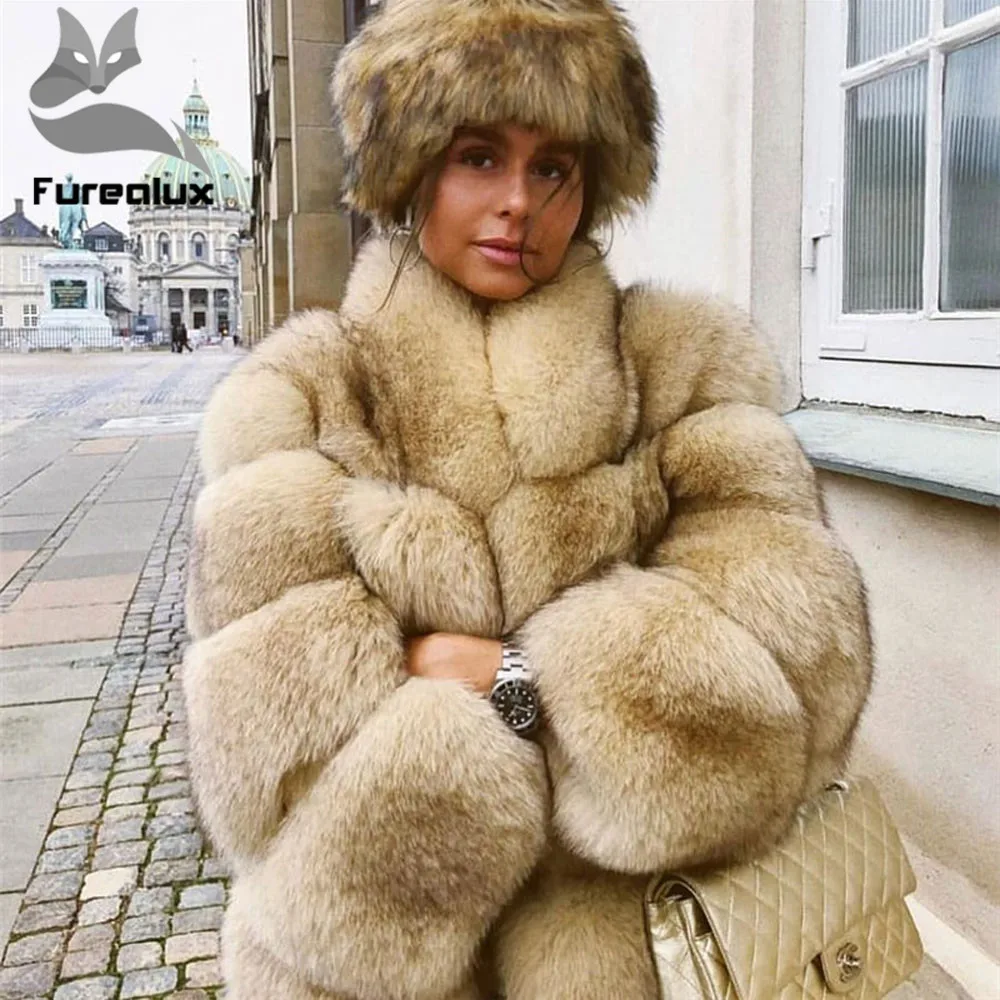 Шуба женская зимняя из натурального Лисьего меха с воротником-стойкой жакет шуба