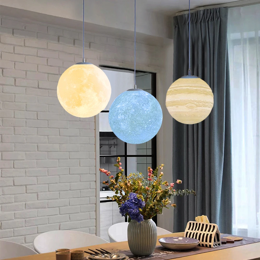 Подвесная лампа 3D Moon креативная планета подвесной светильник Рождественский