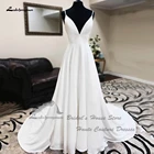 Простое белое шифоновое длинное пляжное свадебное платье для невесты 2022 свадебное богемное шикарное свадебное платье А-силуэта спагетти на бретелях