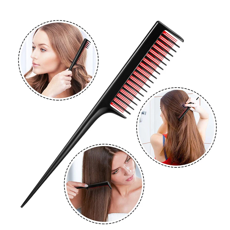 

Portable Hair Comb Plastic Detangling Hair Brush Rat Tail Comb Styling Hairbrush Straight Curly Wet Hair Scalp Massage Brush