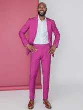 Fushcia traje de esmoquin para hombre, Blazer y pantalones para novio, traje de fiesta de negocios, ropa de moda, 2 piezas (2)
