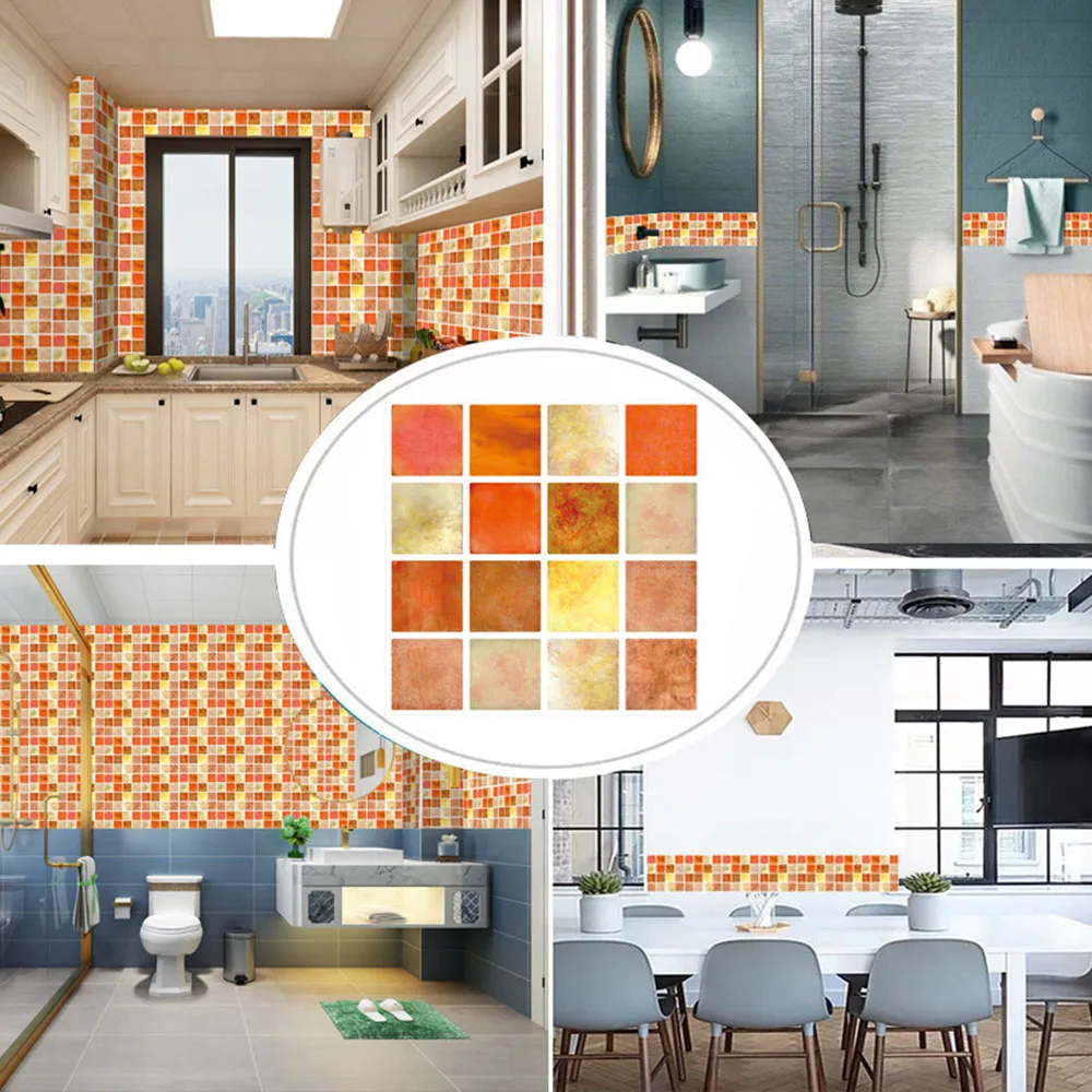 

30 Pcs Kitchen Tile Stickers Dust-free Surfaces Wall Decal Mosaic Sticker Self-adhesive Wall Bathroom Home Decor