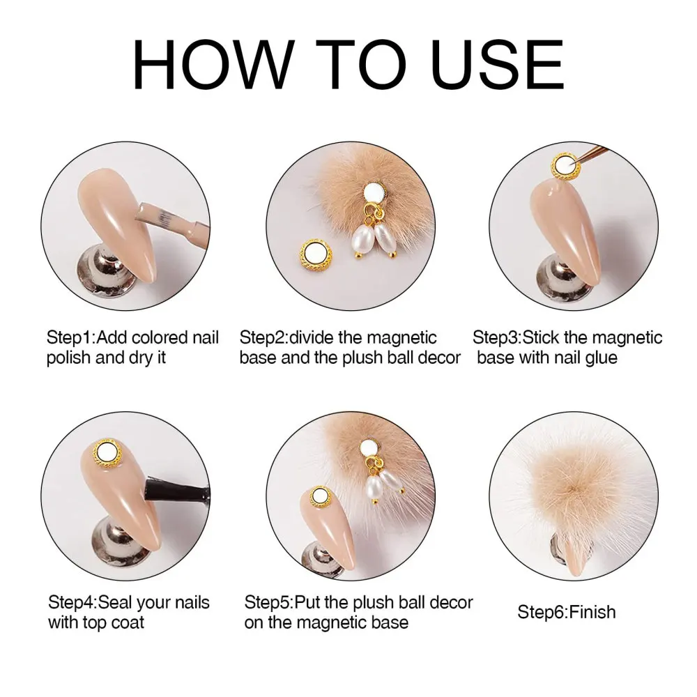 

1Box Adorable Magnetic Fluffy Nail Decors Nail DIY Decors for