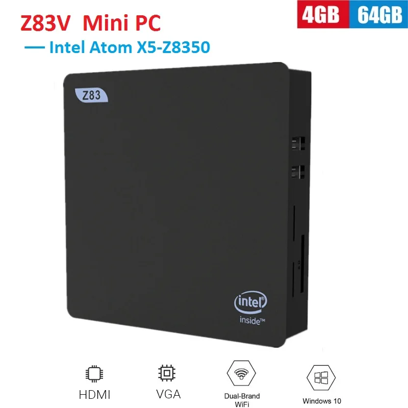 Z83-V мини-ПК Windows 10 Intel Atom X5-Z8350 Intel HD graphics 400 2,4 ГГц 5,8 ггц WiFi 1000 м USB3.0 BT4.0 мини настольный компьютер
