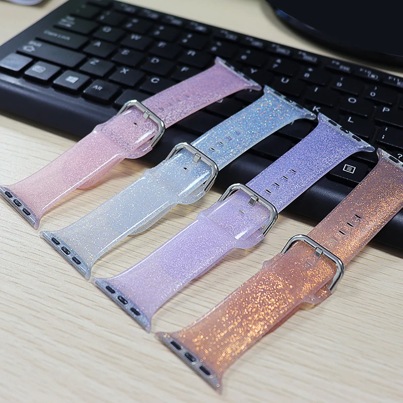 

Shimmering Powder Band for Apple Watch Series 6 5 4 3 2 1 SE Silicone Watch Band 38 42MM for iWatch Buckle Strap 40 44MM