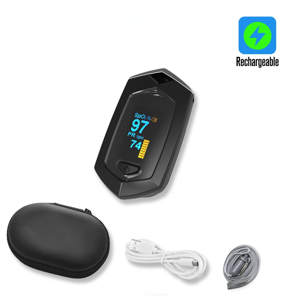 black-charging Yongrow медицинская перезаряжаемая цифровая пальцевая Пульсоксиметр измеритель насыщения крови кислородом палец SPO2 PR монитор - Цвет: black-charging