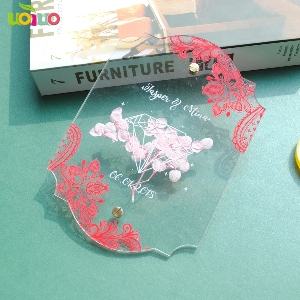 Элегантные прозрачные акриловые Пригласительные открытки с цветами 10 шт. | Дом и