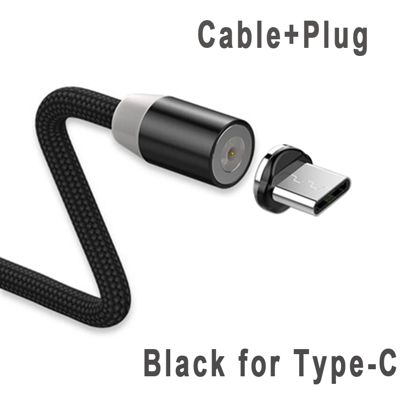Black for Type-C Вы первый Usb-c кабель Micro USB Магнитный кабель type C провод для iPhone металлический штекер светодиодный зарядный кабель 1 м/2 м для Android ios - Цвет: Black for Type-C