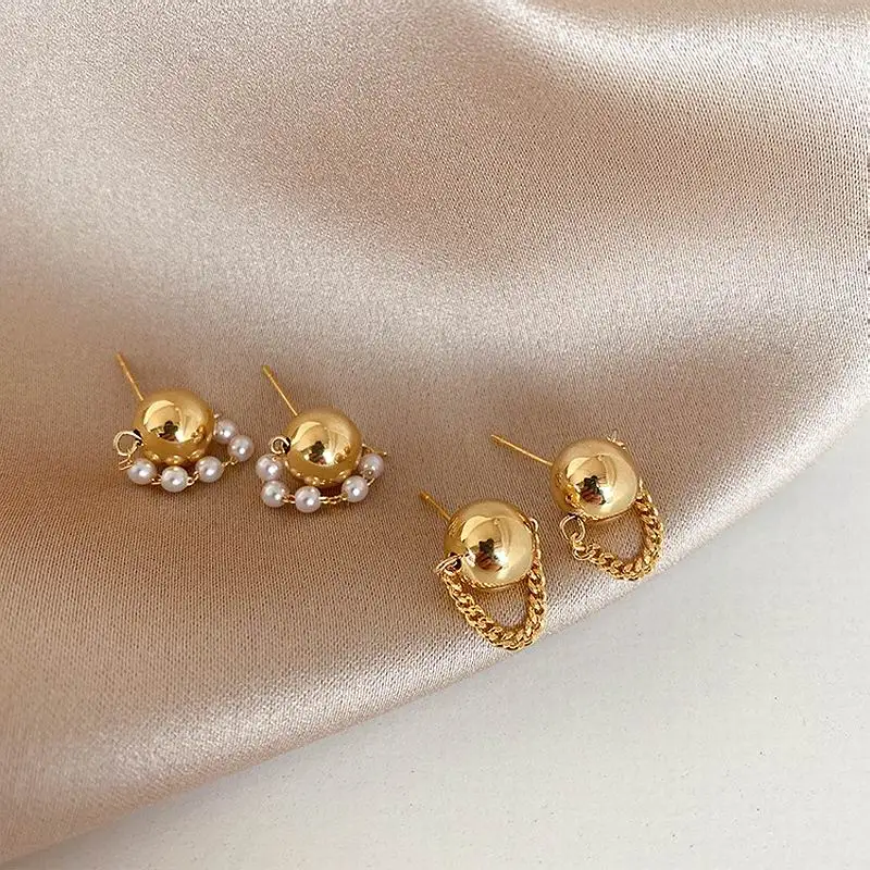 

Vintage Metallic Ball Earrings For Women Personality New Jewelry Temperament Earings Wholesale