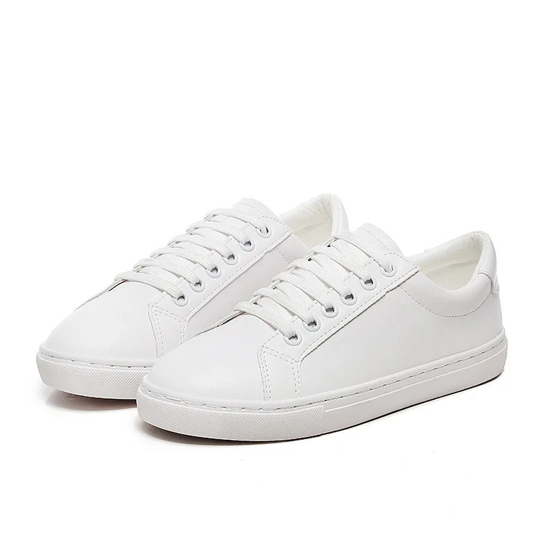

Fashion Women Shoes Platform Sneakers Ladies Lace-up Casual Shoes Breathable Walking Pu Leather Shoes White Flat Girl